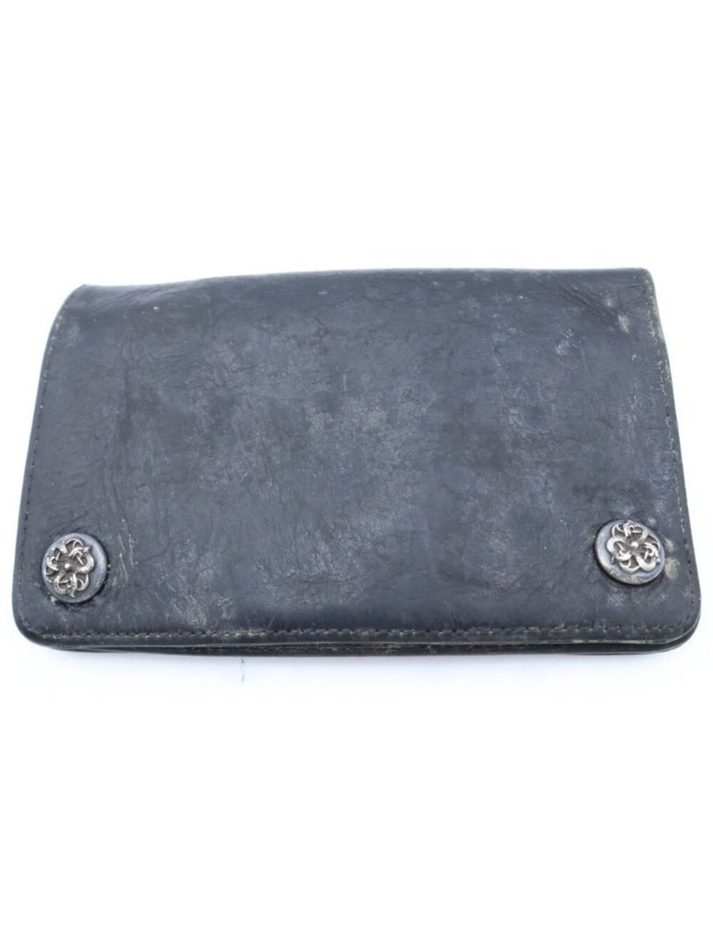 Chrome Hearts Zip Celtic Ball Button Leather Wallet Black